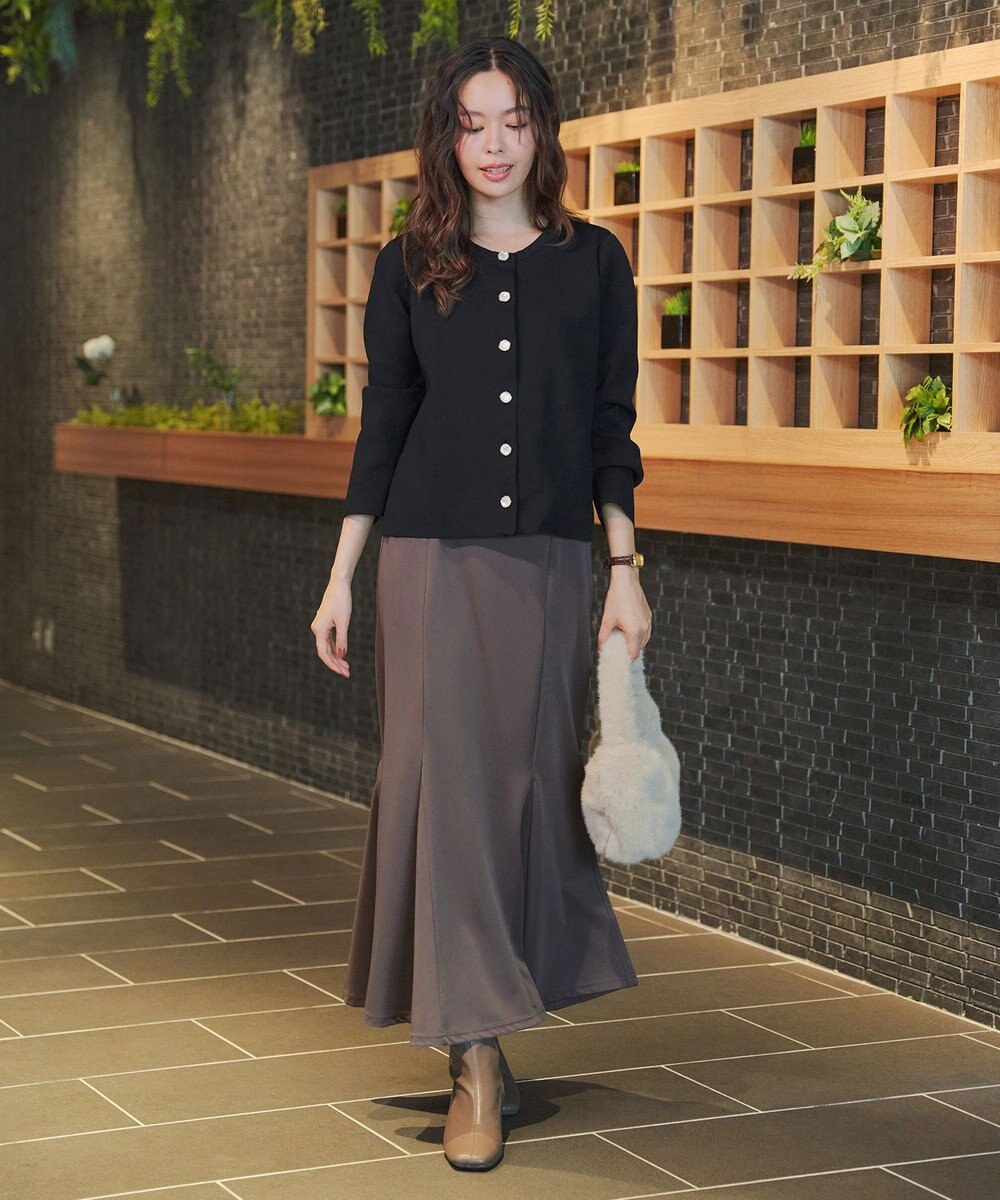 Tiaclasse L 【洗える】スポンジニットパールボタンカーディガン 