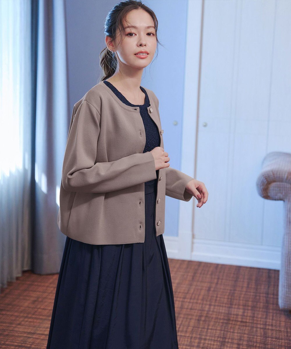 Tiaclasse L 【洗える】スポンジニットパールボタンカーディガン 