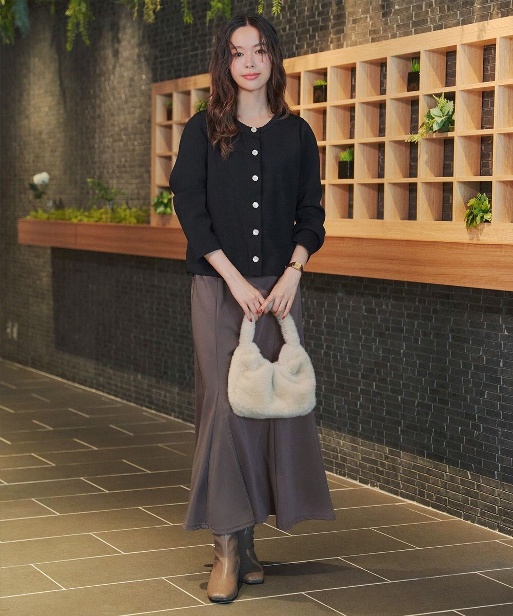 Tiaclasse L 【洗える】スポンジニットパールボタンカーディガン 