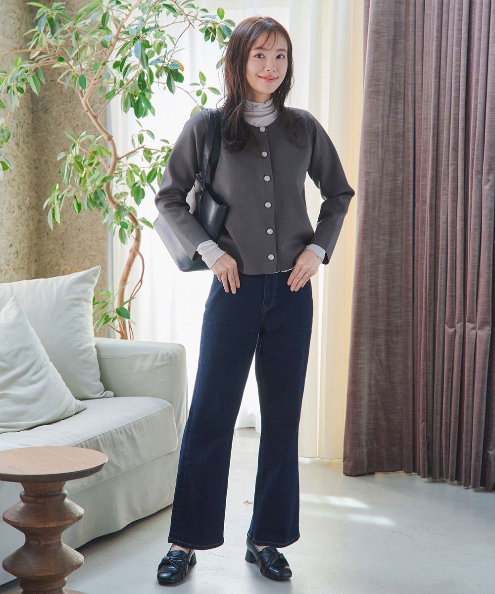 Tiaclasse L 【洗える】スポンジニットパールボタンカーディガン 