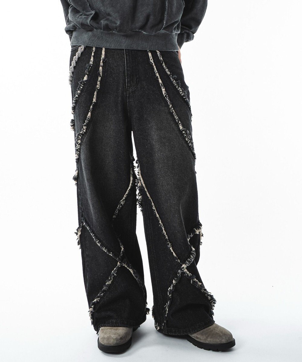 WEGO 【ユニセックス着用ITEM】フリンジデニムパンツ 