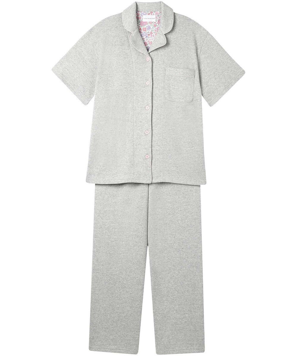 une nana cool 【綿混】ソフトコットンリブ 半袖開襟パジャマ MADE WITH LIBERTY FABRIC 