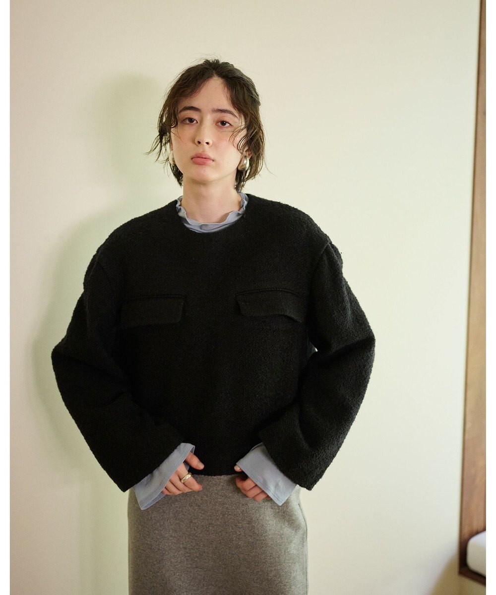 #Newans 【セットアップ可能】ワイドスリーブツイードプルオーバー 