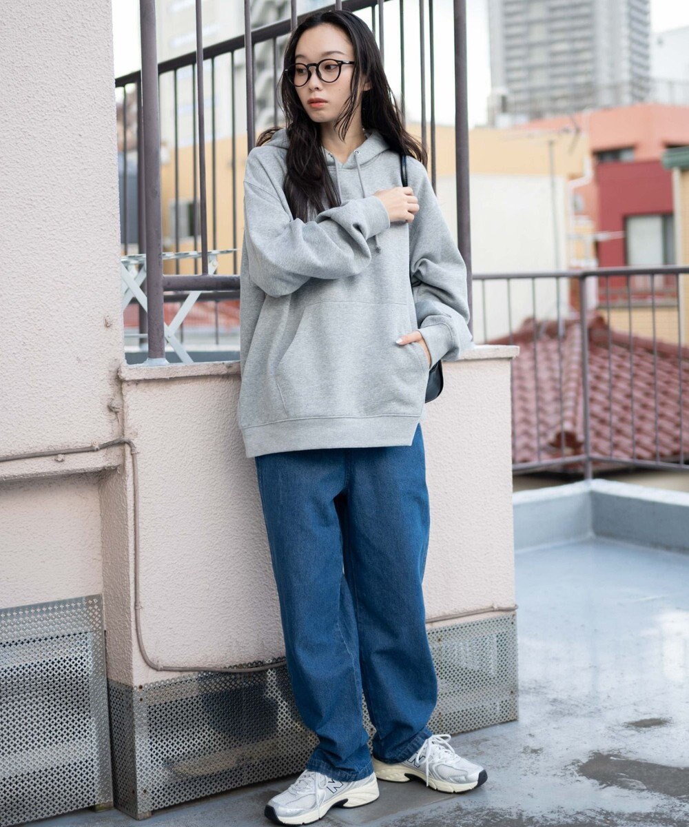 WEGO 【ユニセックス着用ITEM/ウエストゴム/SMLサイズ展開】デニムイージーストレートパンツ 