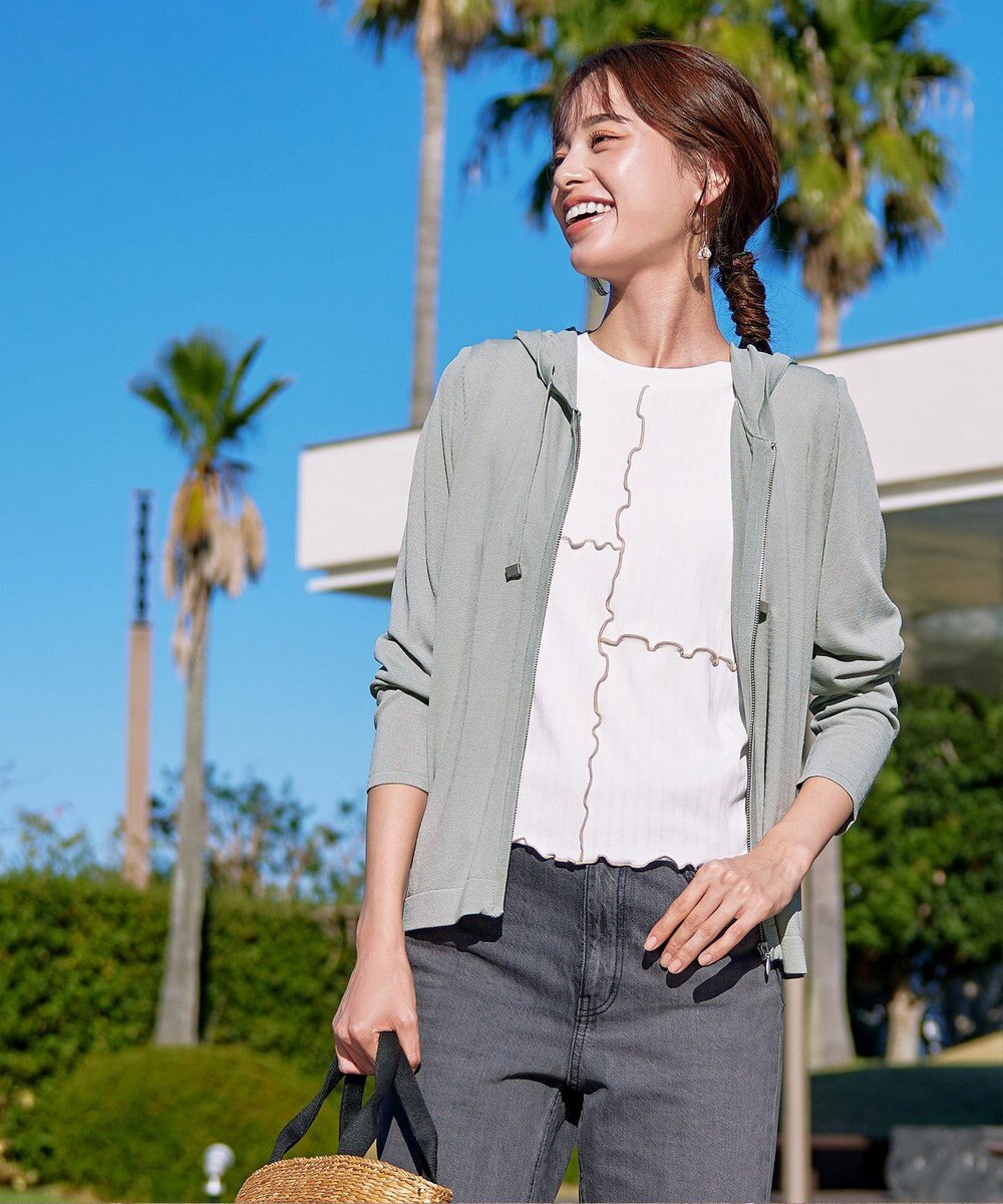 Tiaclasse L 【小倉優子さん着用】【洗える】サマーニットショートパーカー 