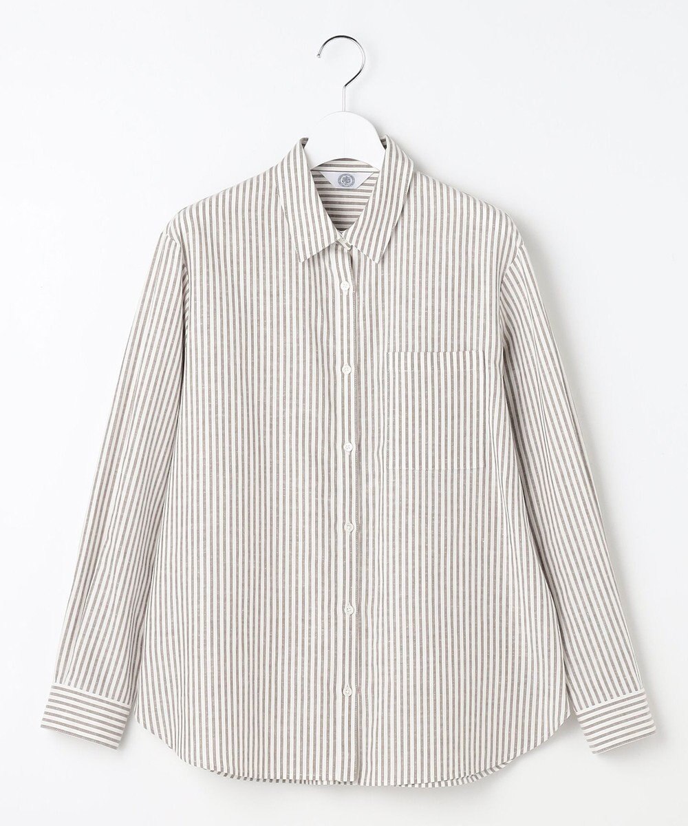 J.PRESS LADIES S リネンMIX ストライプ シャツ ブラウス 