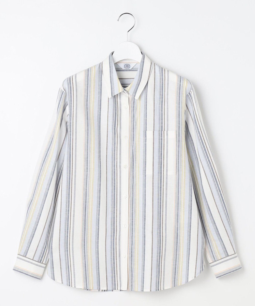 J.PRESS LADIES S リネンMIX ストライプ シャツ ブラウス 