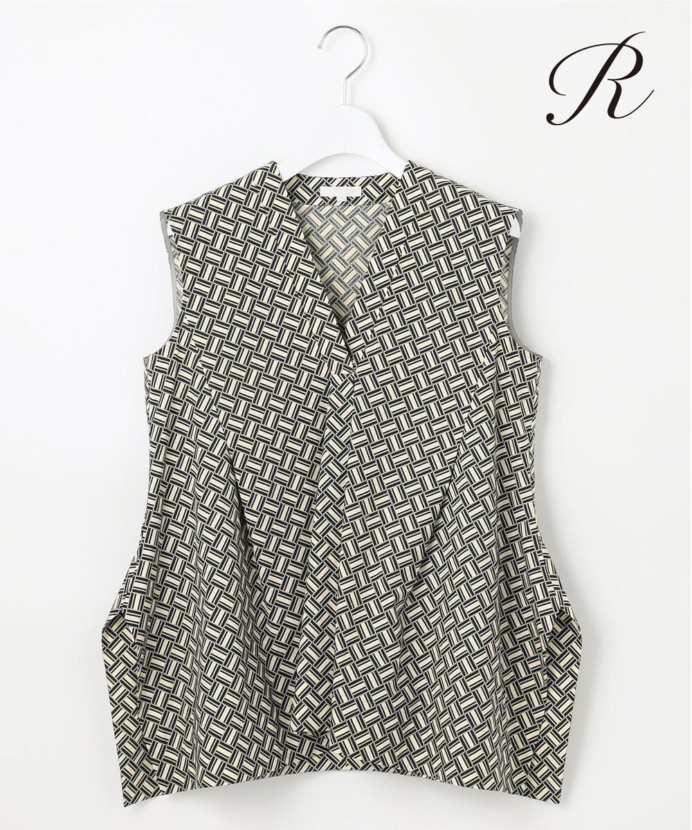 23区 S 【R(アール)】ジオメトリックプリント ハンカチヘム ブラウス 