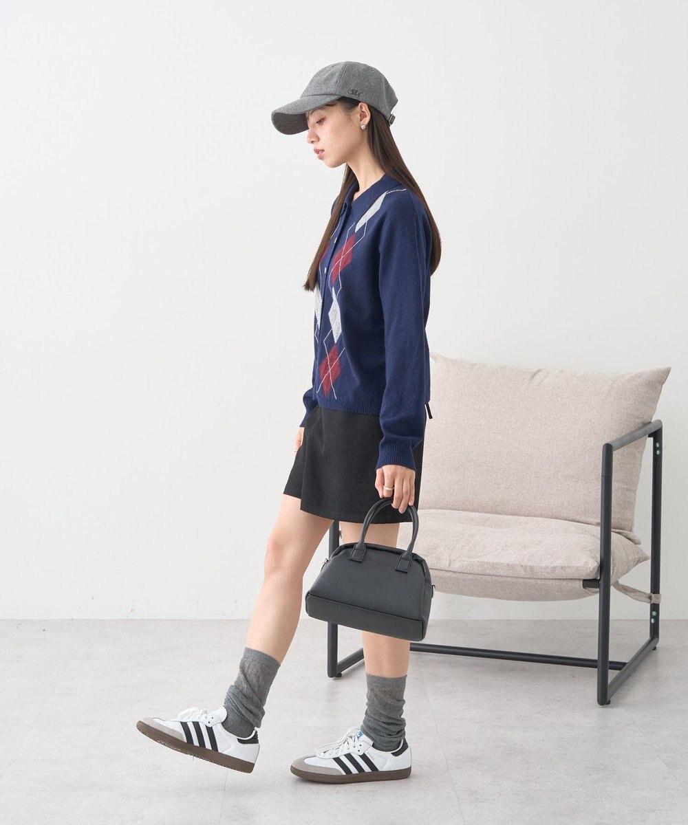 earth music&ecology 【予約】襟付きアーガイルニットカーディガン 