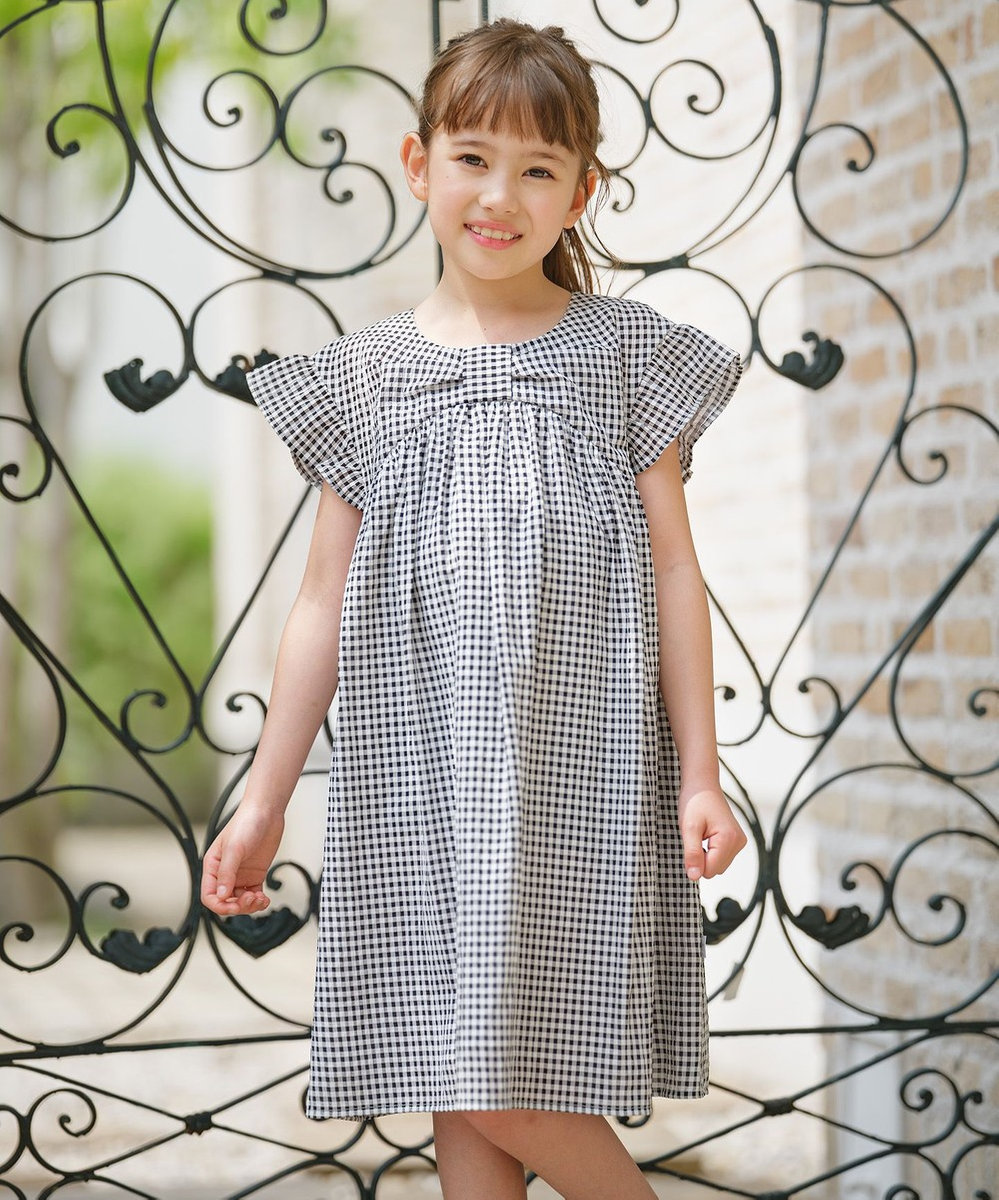 組曲 KIDS 【110-140㎝】ギンガムサッカー ワンピース 
