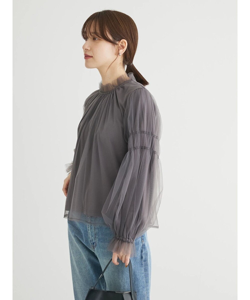 Green Parks ・ＥＬＥＮＣＡＲＥ　ＤＵＥ　チュールハイネックブラウス 