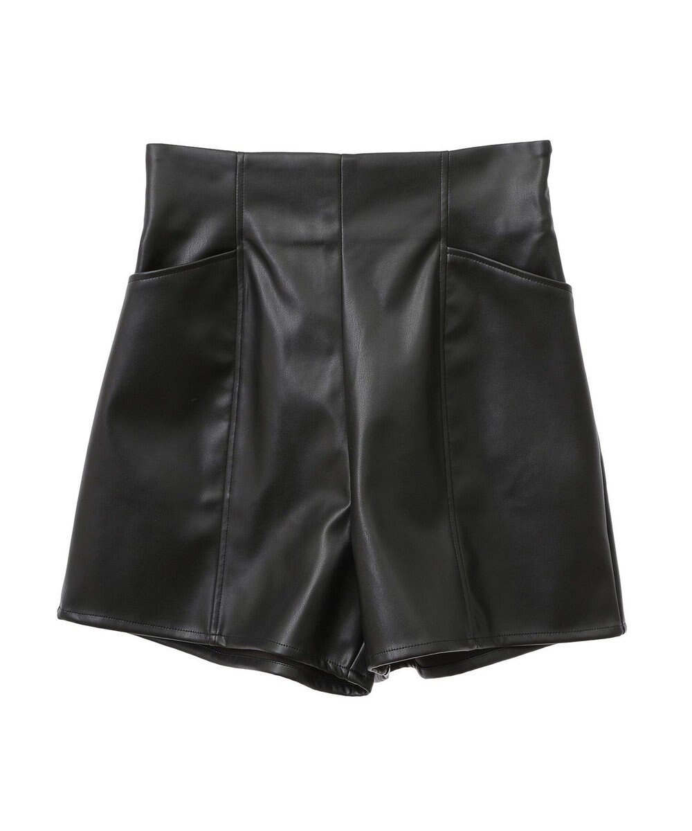 earth music&ecology シンセティックレザーショートパンツ 