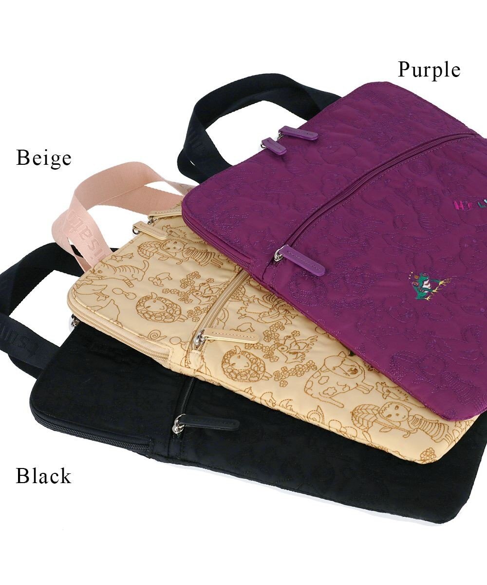 tsumori chisato CARRY 森のどうぶつ刺繍 PCケース パソコンケース 13インチ ビジネスバッグ 【おしゃれな女性向け！】 