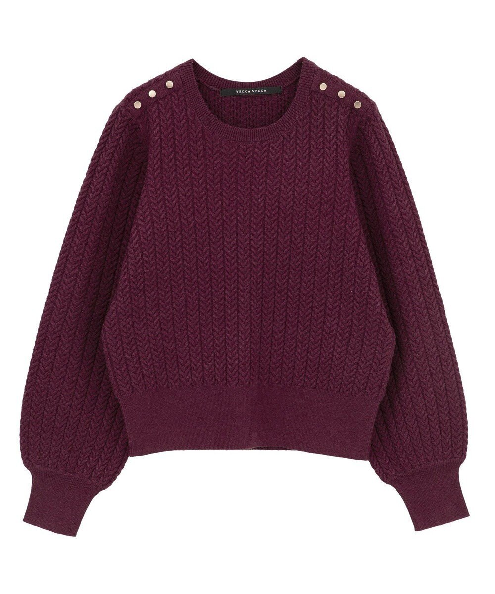 YECCA VECCA 金釦ミニケーブルニット 