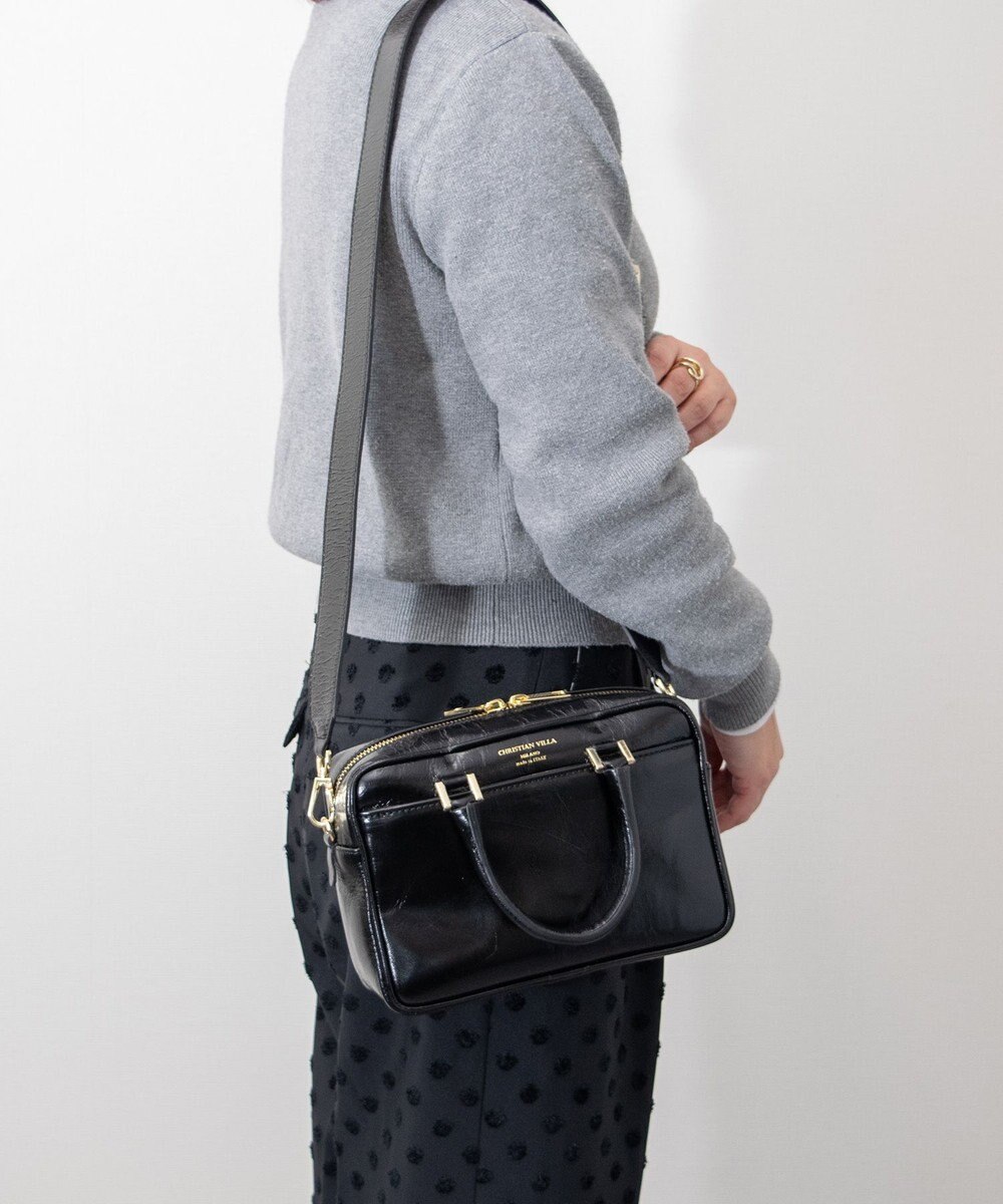 INTER-CHAUSSURES 【CHRISTIAN VILLA】スクエアレザーハンドバッグ 
