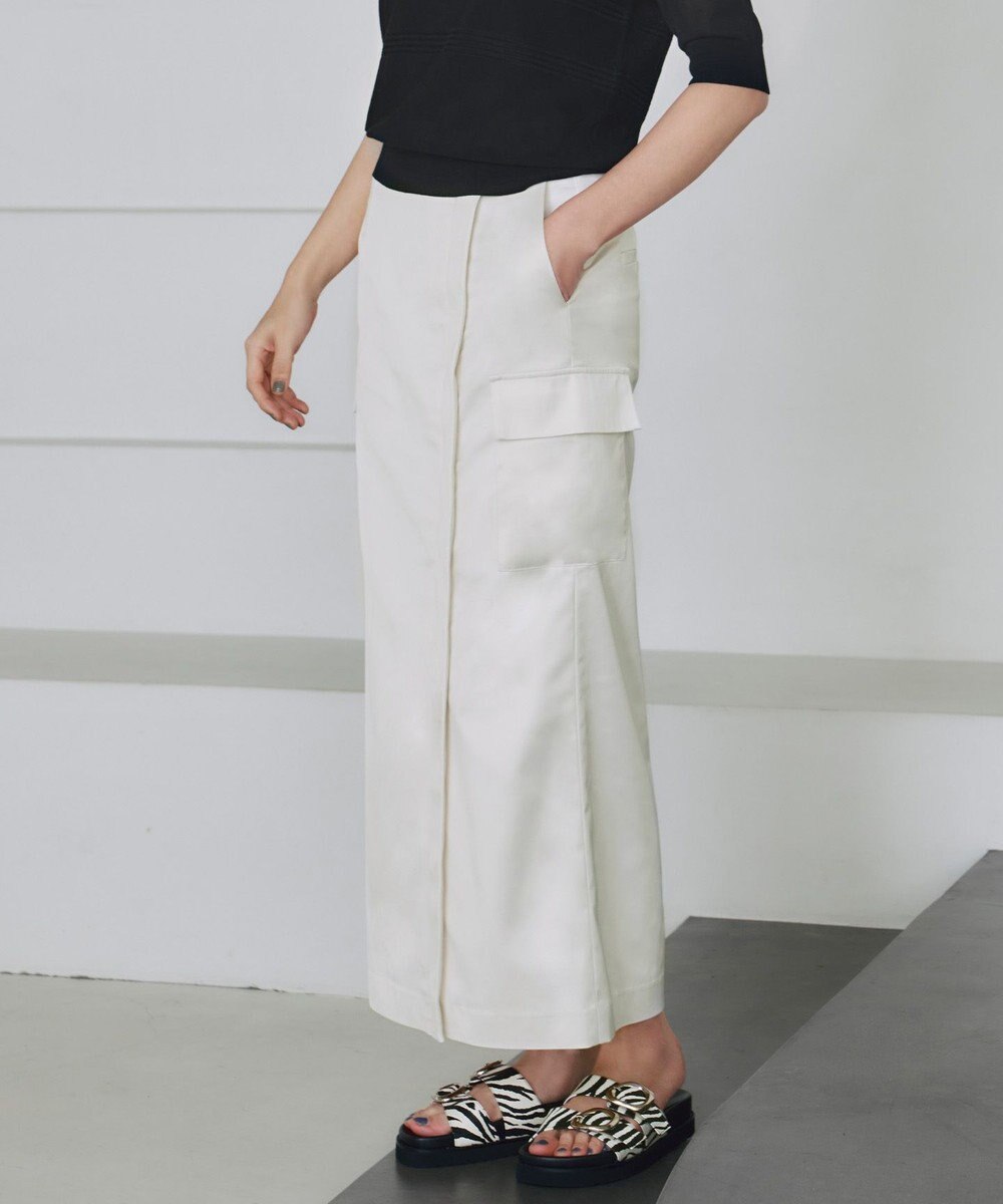 ICB 【洗える】 ハイマルチストレッチサテン スカート 