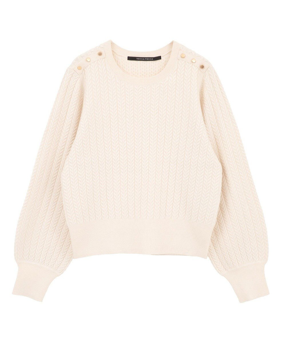 YECCA VECCA 金釦ミニケーブルニット 