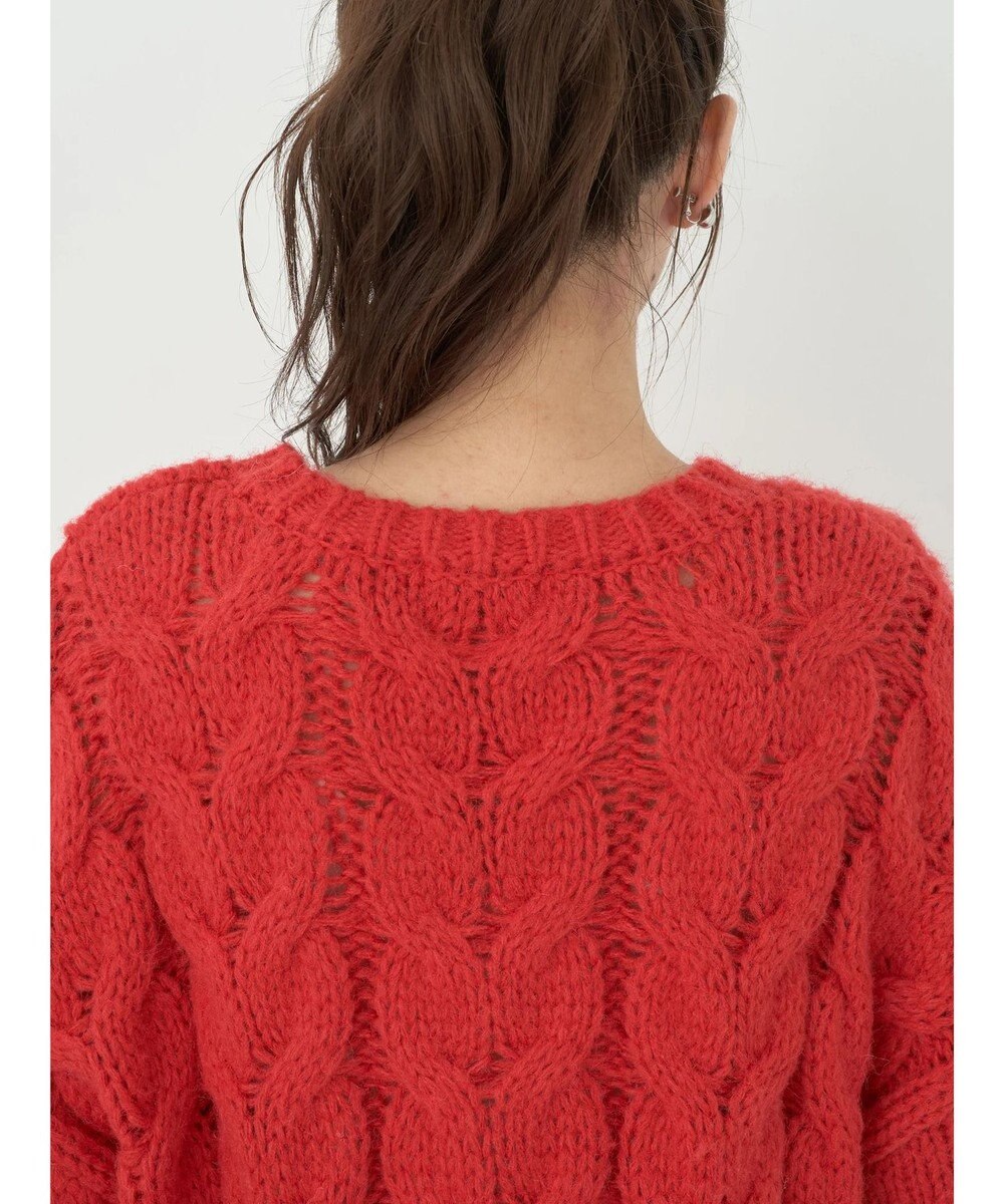 earth music&ecology ローゲージ手編み風ケーブルプルオーバー 