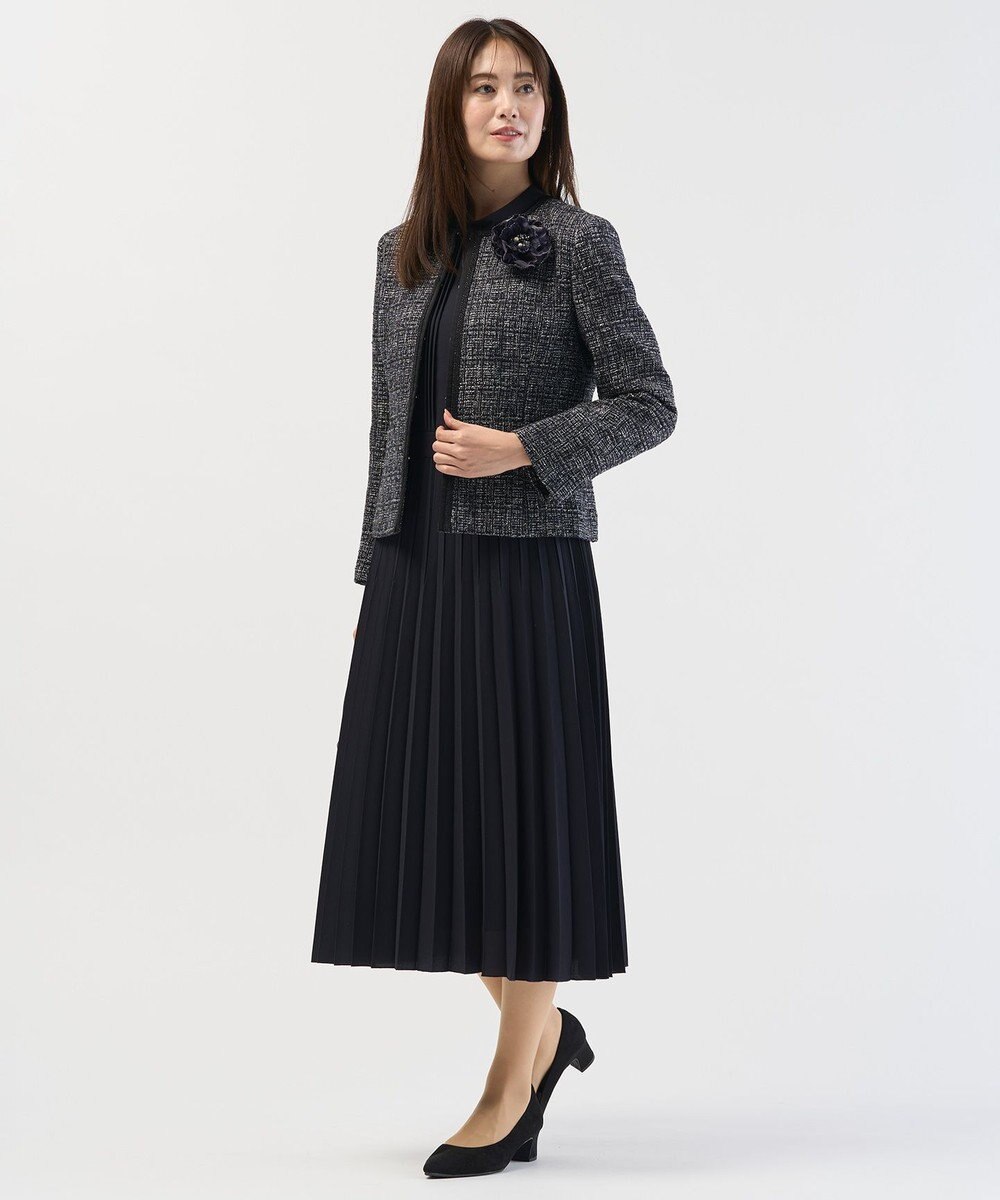 J.PRESS LADIES 【セットアップ対応】ファンシーツイード ノーカラー ジャケット 