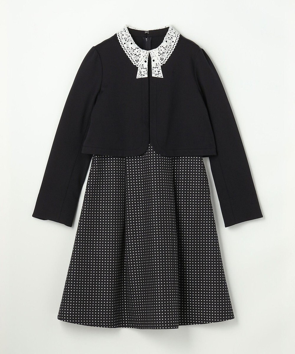 組曲 KIDS 【150-170㎝】 ドットジャガードワンピース＆ジャケットセット 