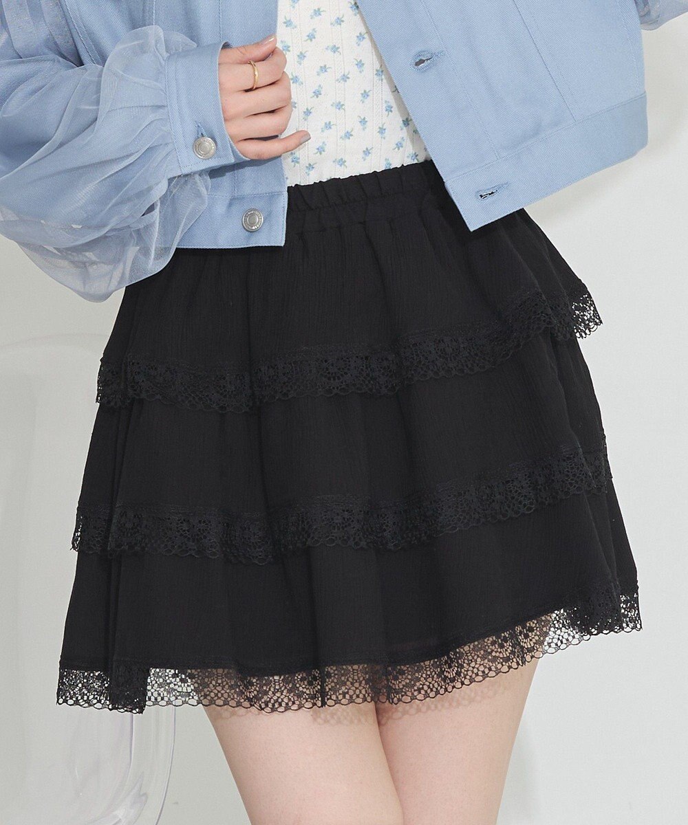earth music&ecology ティアードレースミニスカート 