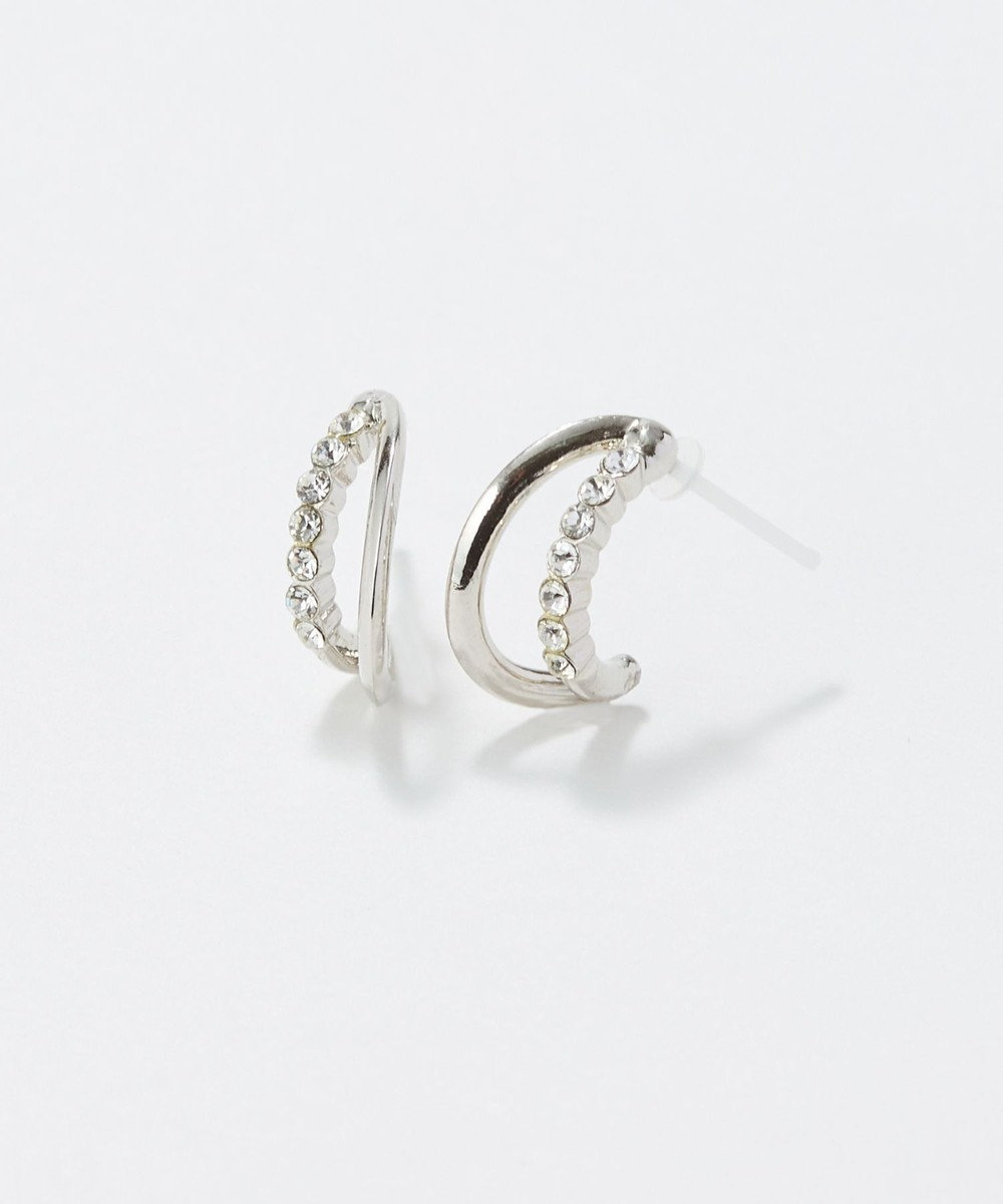 Phoebe 〈アレルギー対応〉ブリリアントダブルフープセラミックピアス　シルバー 