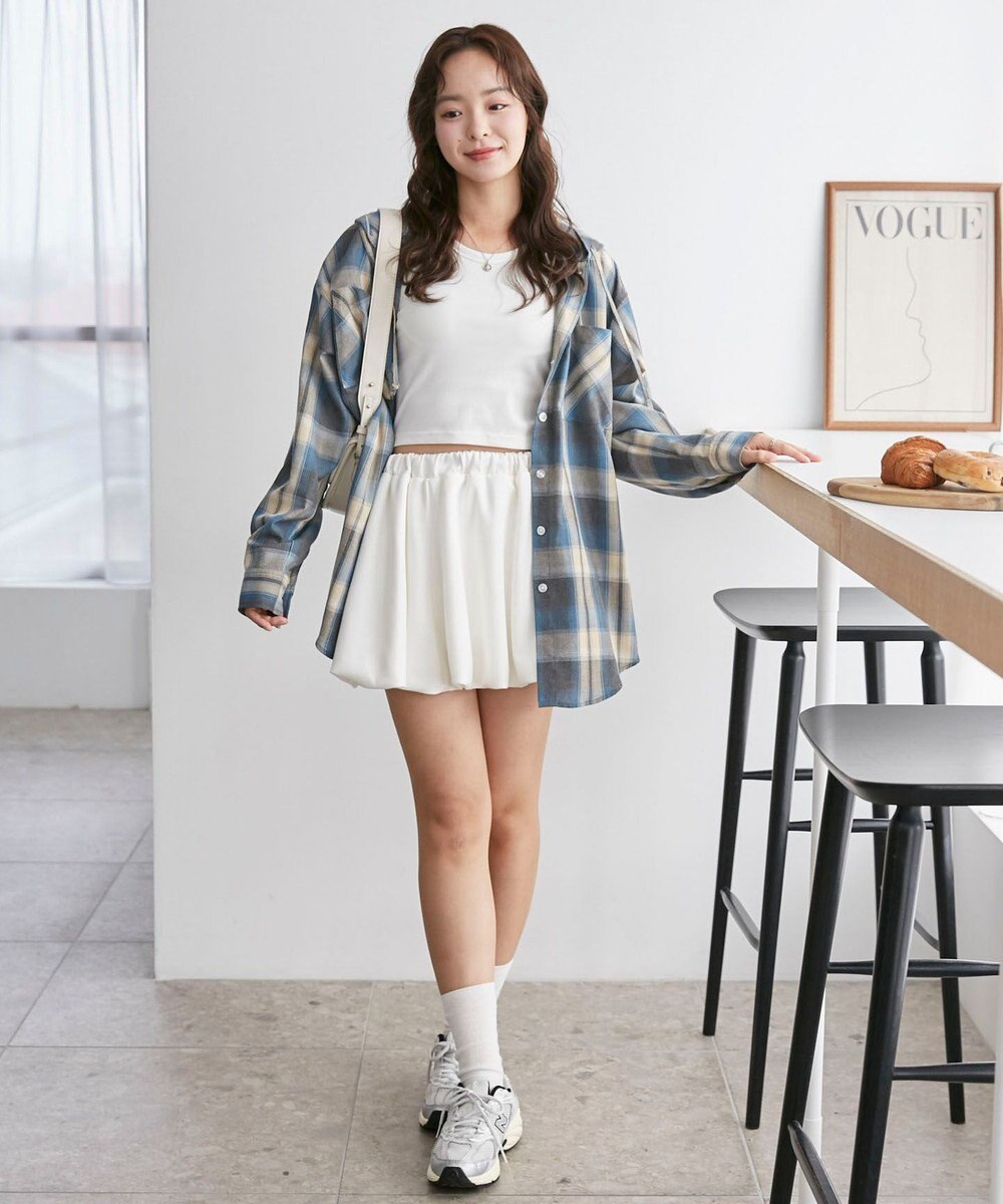 WEGO フードチェックBIGシャツ 