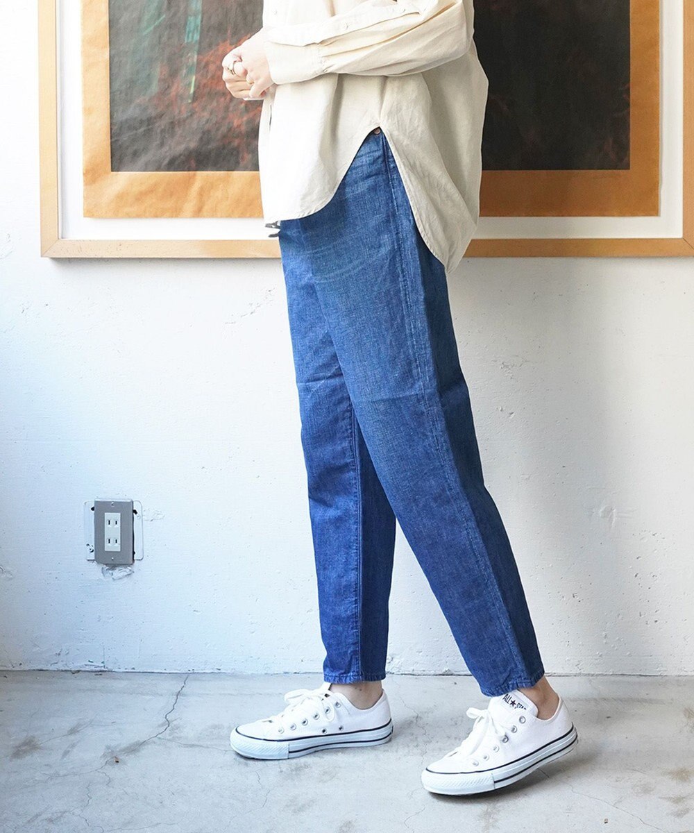 caqu FS linen ankle tapered アンクル丈 テーパードボーイフィットリネンデニム 
