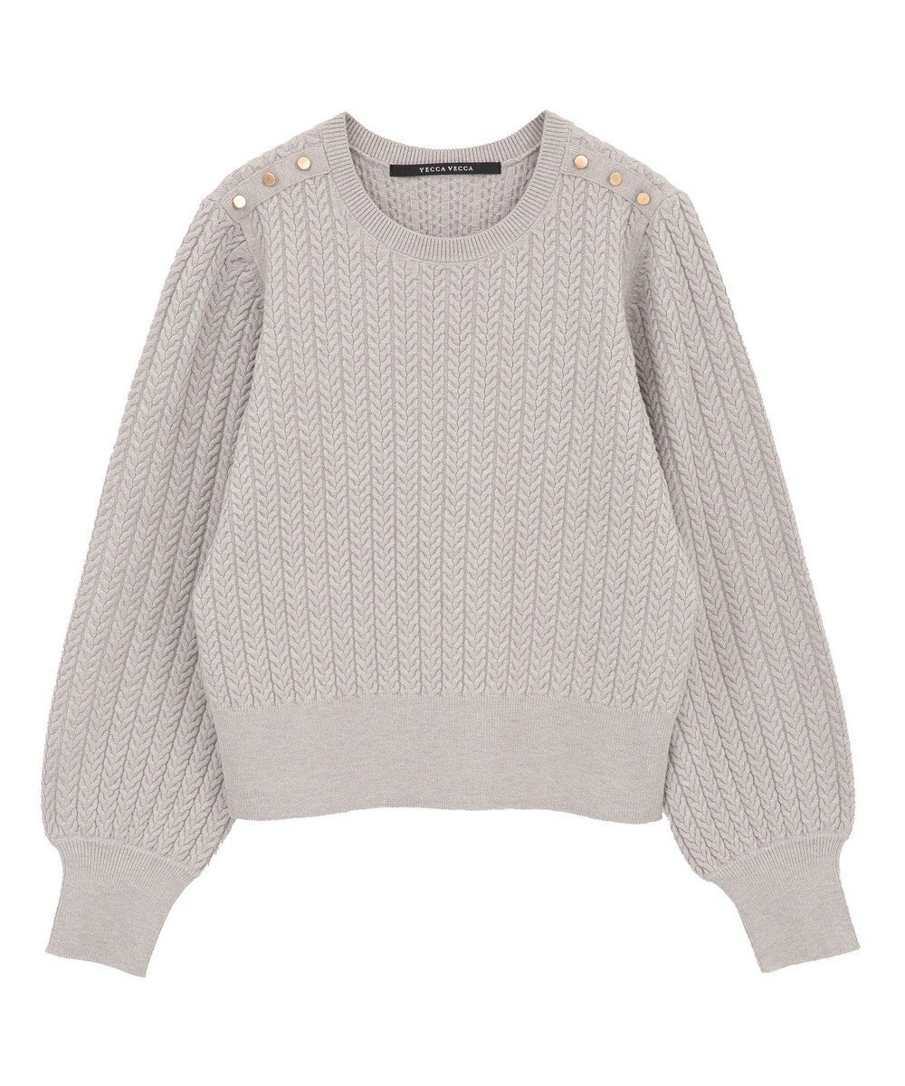YECCA VECCA 金釦ミニケーブルニット 