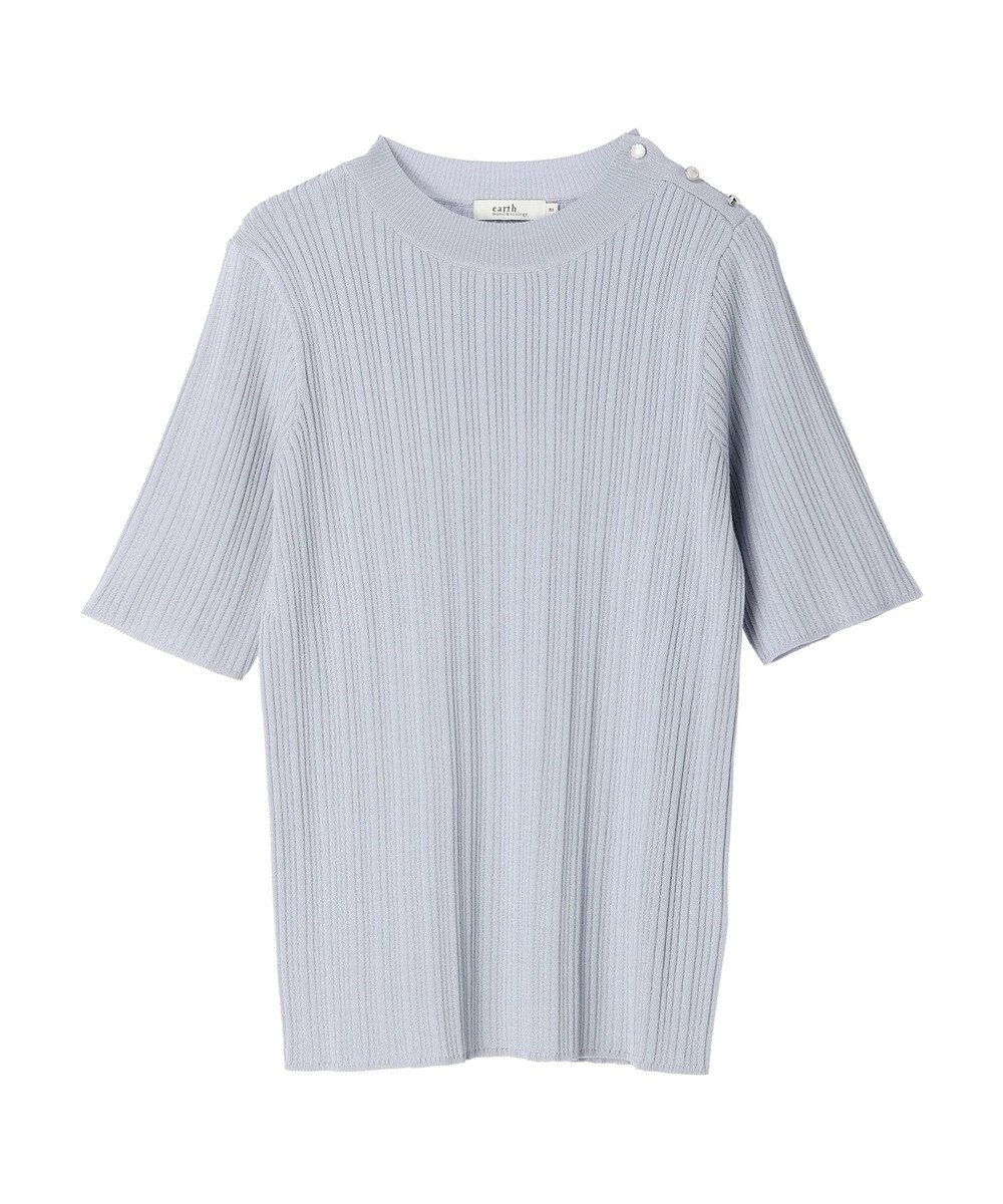 earth music&ecology ショルダーボタンリブニットプルオーバー 
