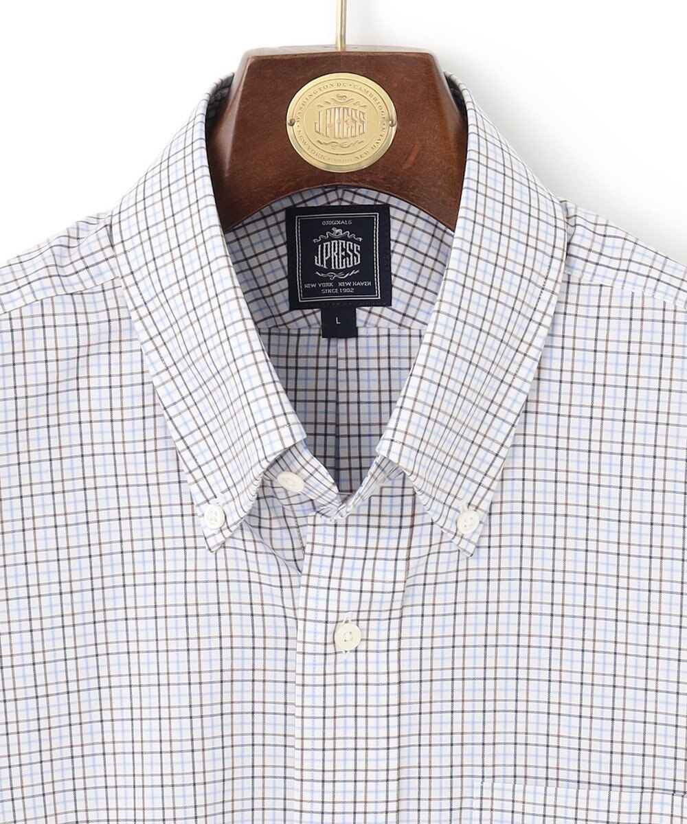 J.PRESS MEN 【EXTRA COMFORT / 形態安定・ストレッチ・抗菌防臭・速乾】ピンオックス サマーチェック 半袖シャツ/B.D. 