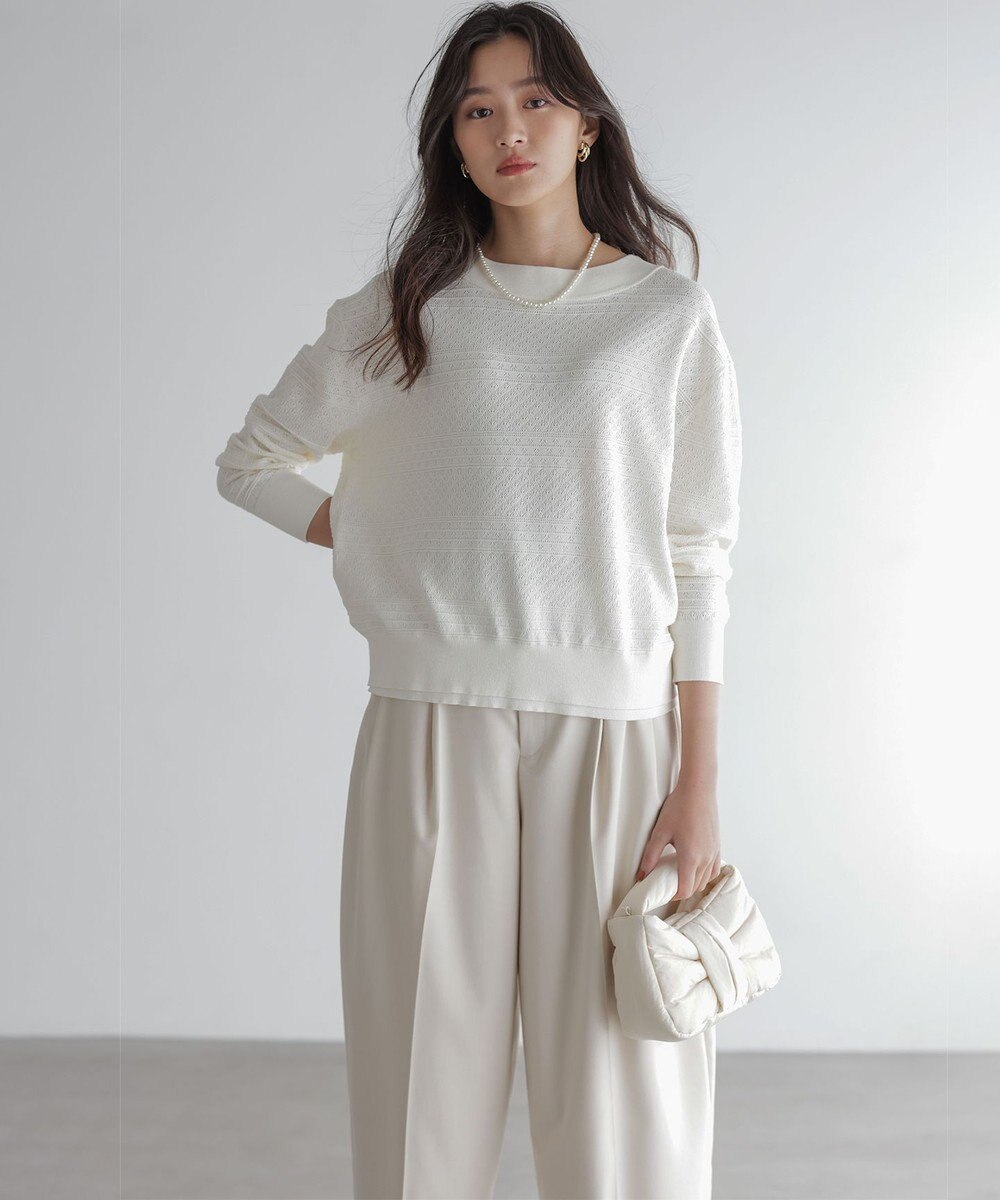 組曲 S 編み柄ディテールニット 