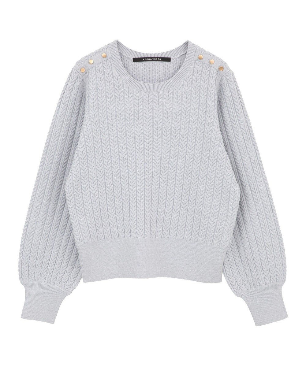 YECCA VECCA 金釦ミニケーブルニット 