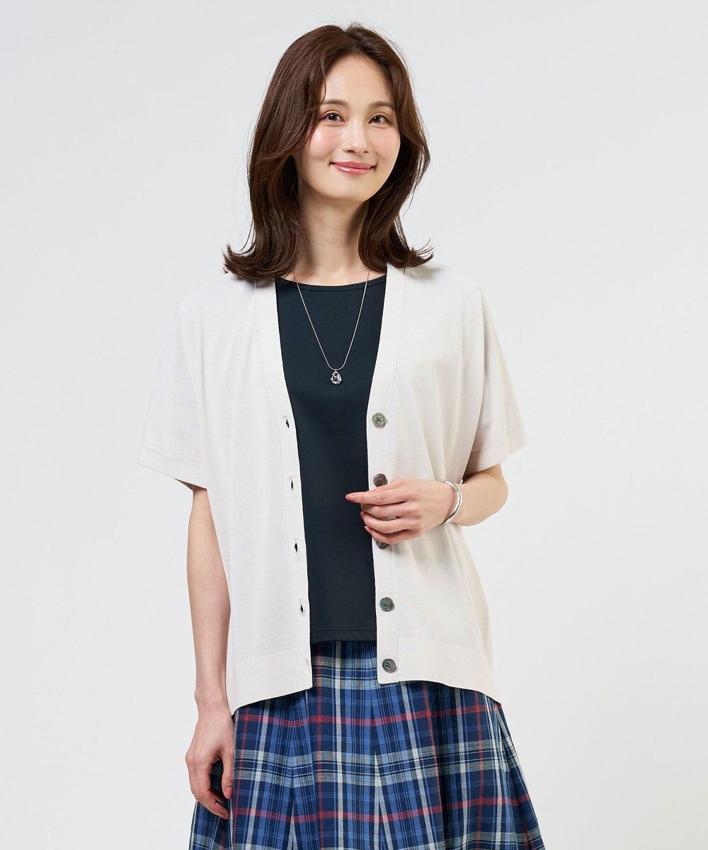 J.PRESS LADIES COOL VIS/CO Vネック カーディガン 