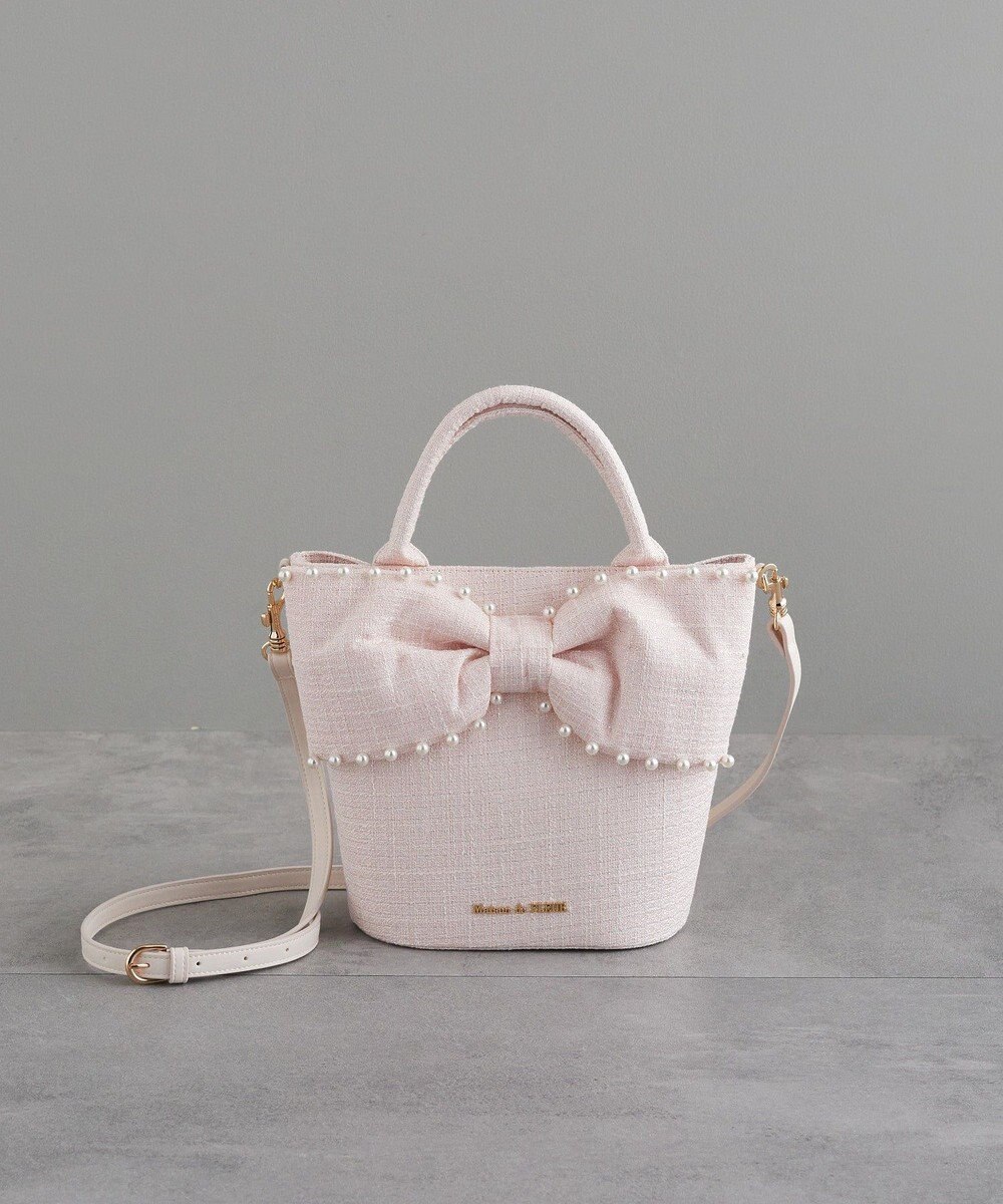 Maison de FLEUR ツイードパールショルダーバッグ 