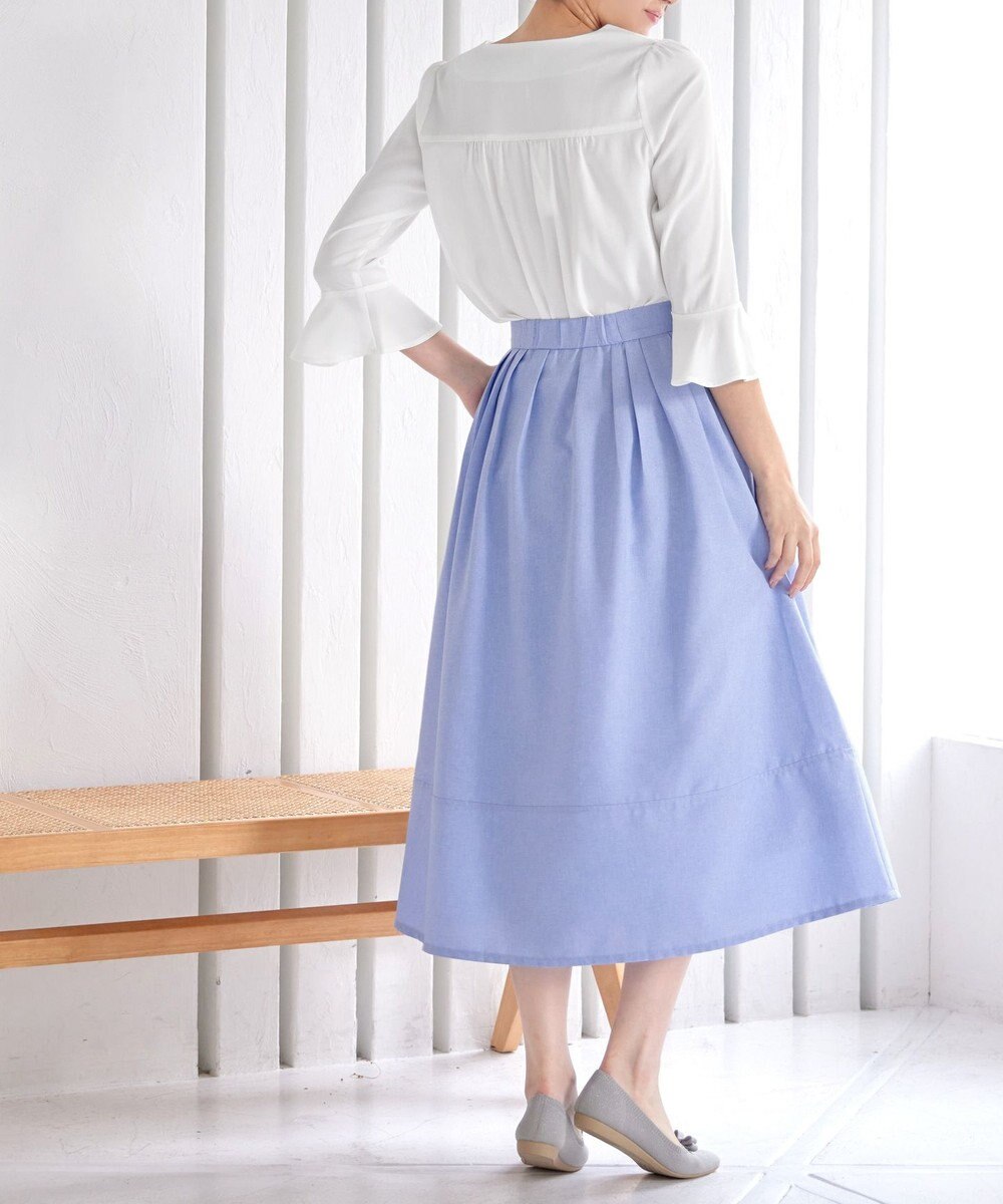 Tiaclasse 【選べる丈】麻調タックフレアスカート 