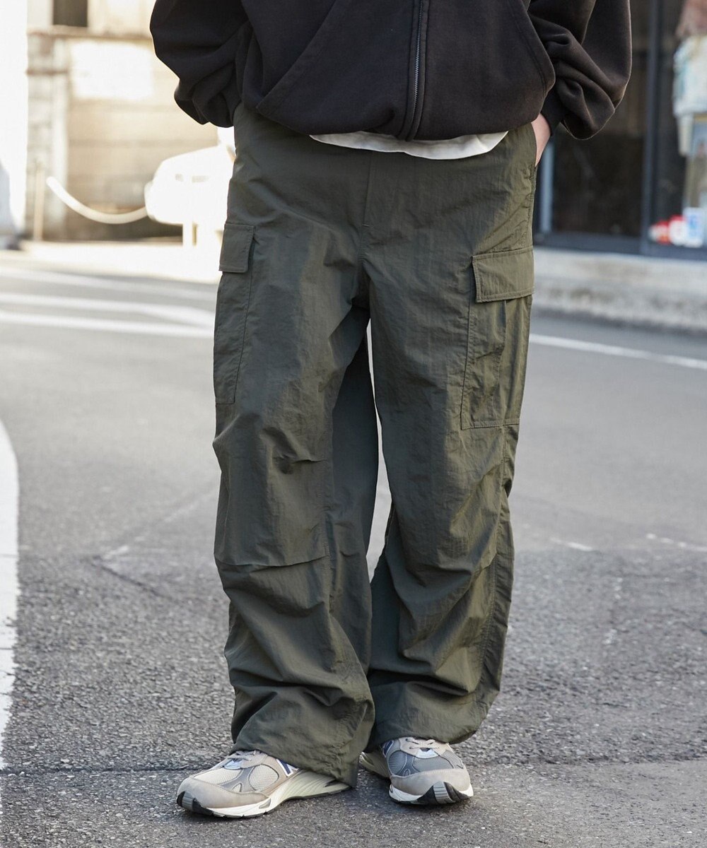 WEGO 【ウエストゴム/MLサイズ展開】ナイロンイージーカーゴパンツ 