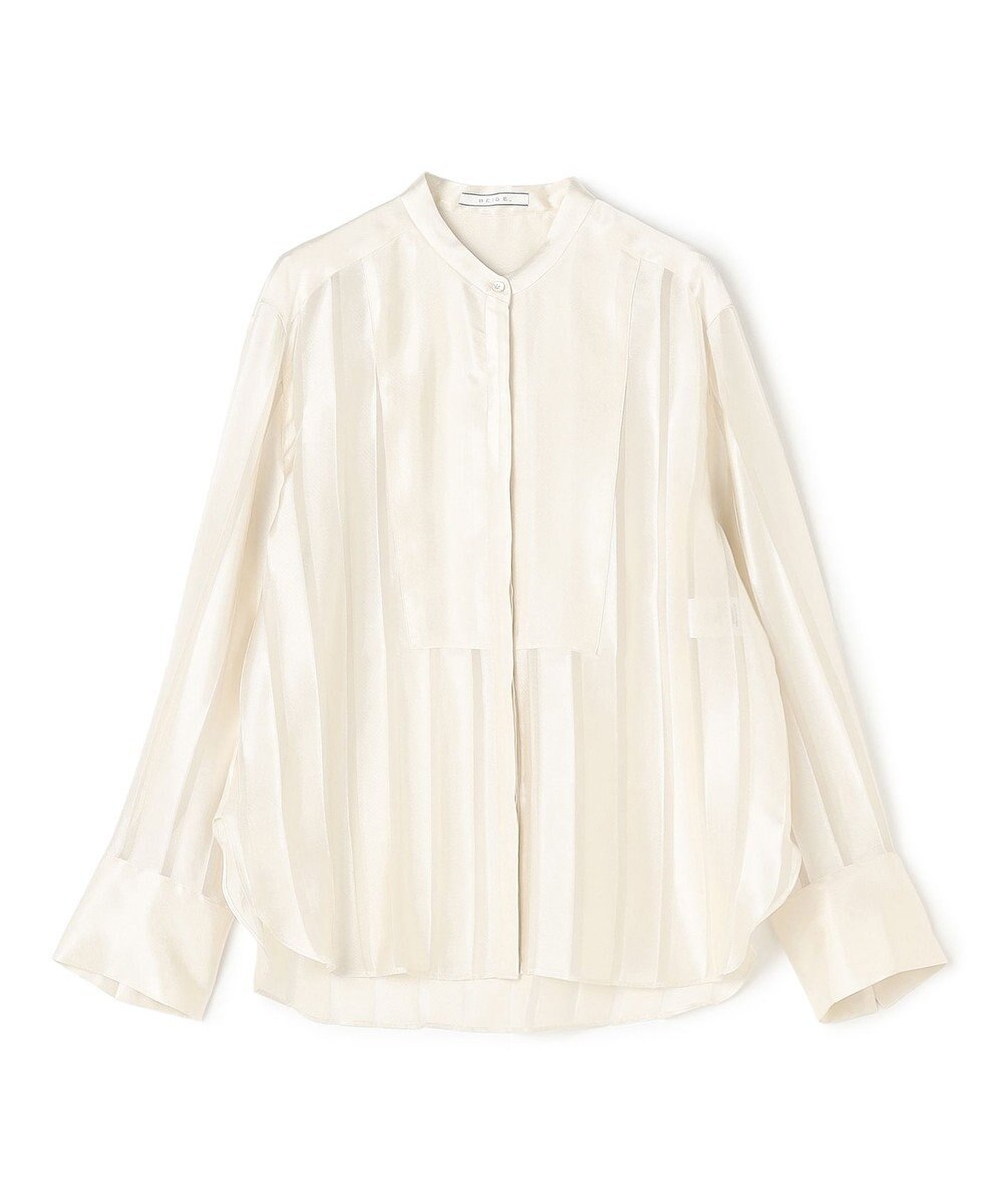 BEIGE， HAUYNITE / シアーストライプバンドカラーブラウス 