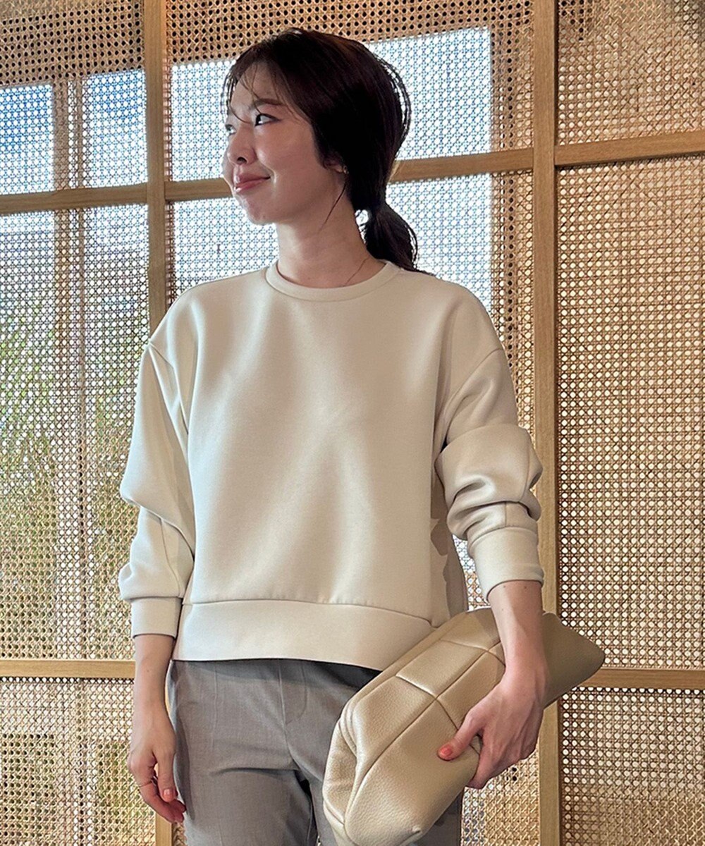 UNFILO L 【WEB限定】BEAUTY FORM JERSEY サイドZIP クロップドプルオーバー 