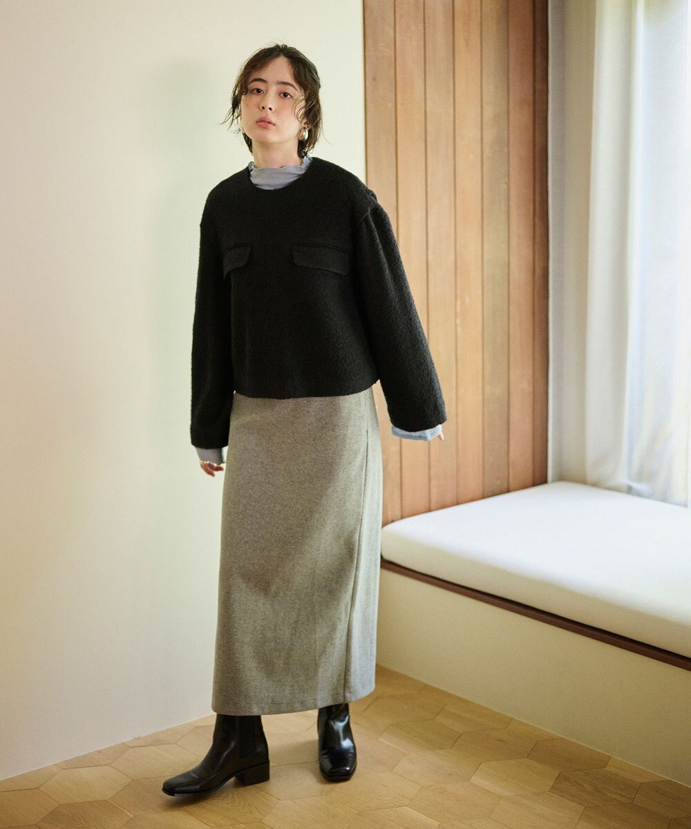 #Newans 【セットアップ可能】ワイドスリーブツイードプルオーバー 