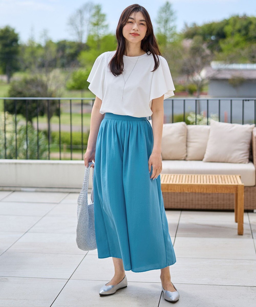 ANY L 【洗濯機可/ウエストゴム/UVケア】スパンボイル撥水スカートパンツ 