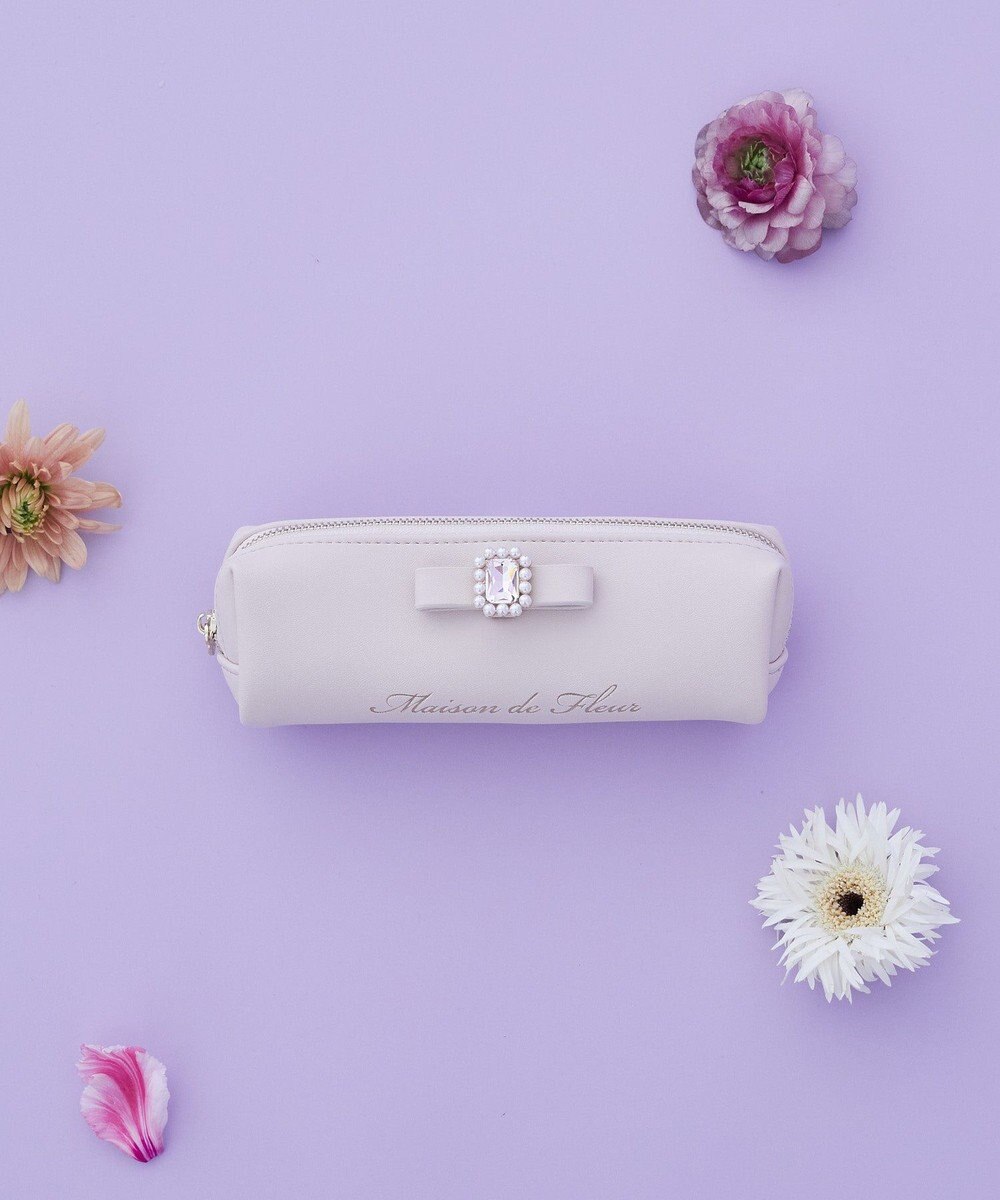 Maison de FLEUR パールビジュー合皮リボンロングポーチ 