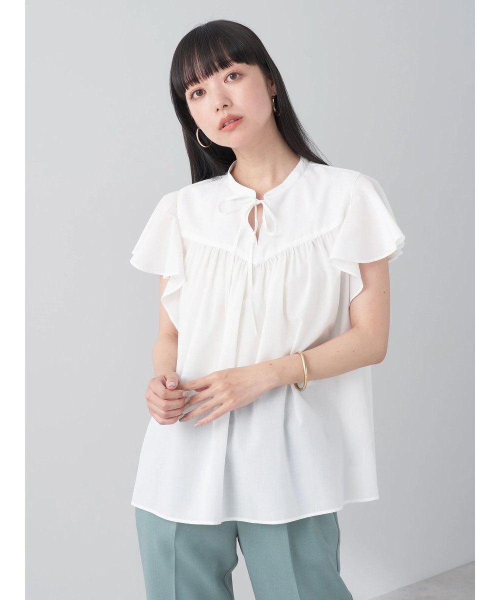 earth music&ecology ギャザーフレンチスリーブブラウス 