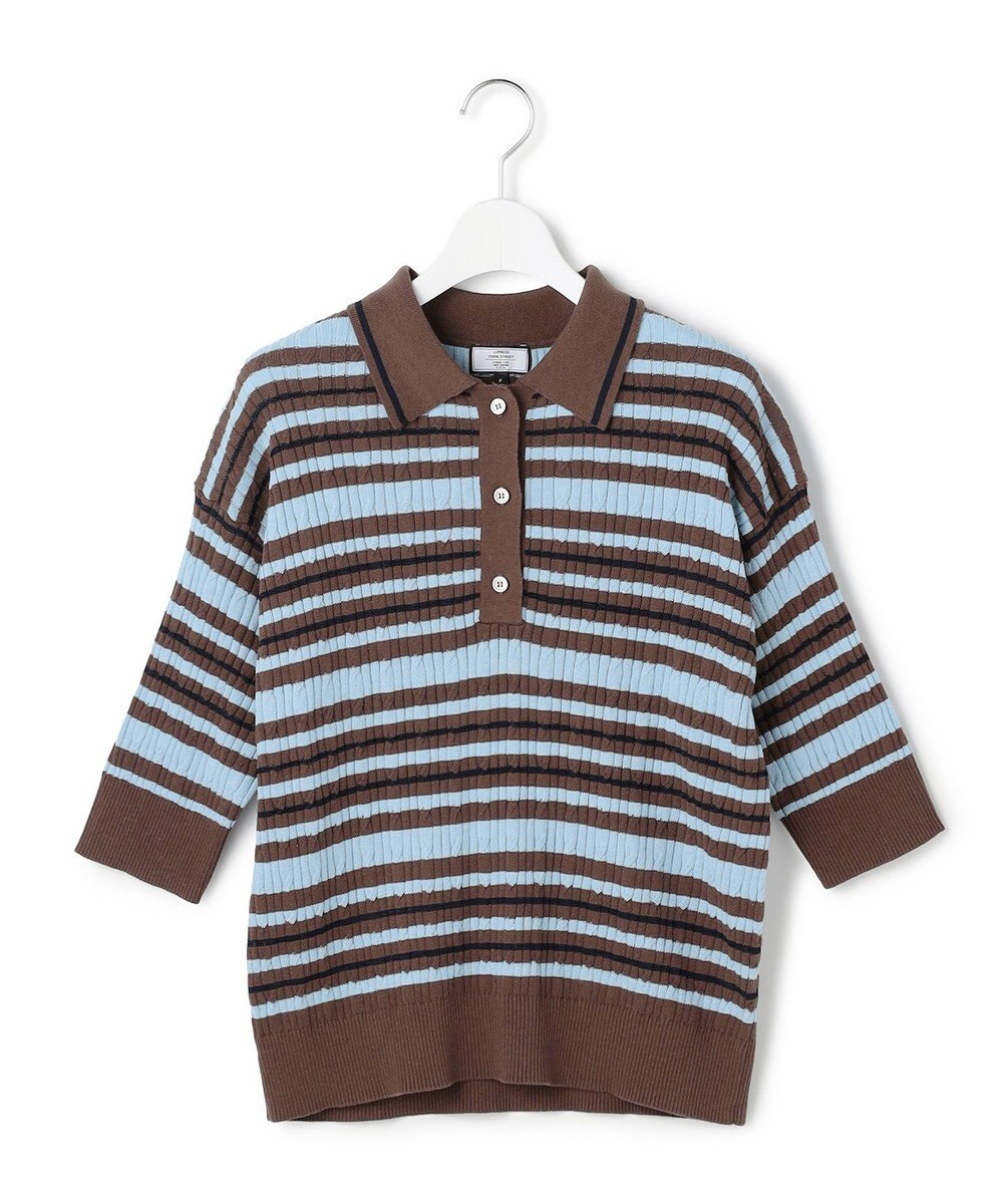 J.PRESS YORK STREET 【WOMEN】コットンボーダー ニットポロシャツ 