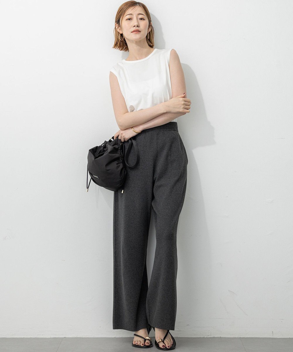 23区 L 【新色追加/洗える】コットンベアジャージー ノースリーブ Tシャツ 