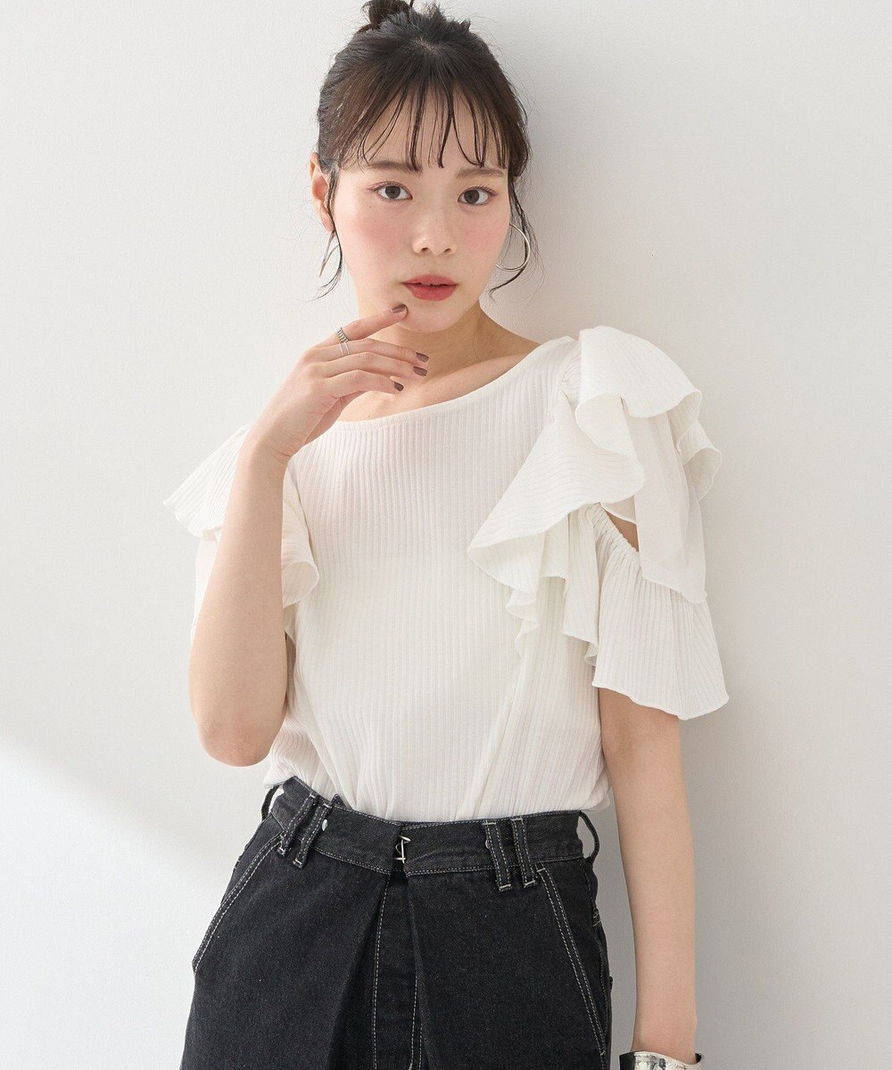 earth music&ecology 袖フリルデザインプルオーバー 