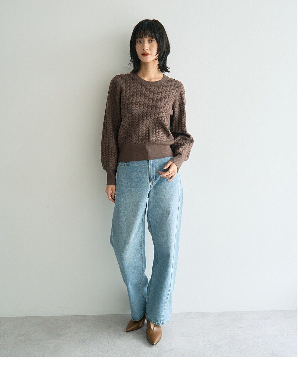 YECCA VECCA 金釦ミニケーブルニット 