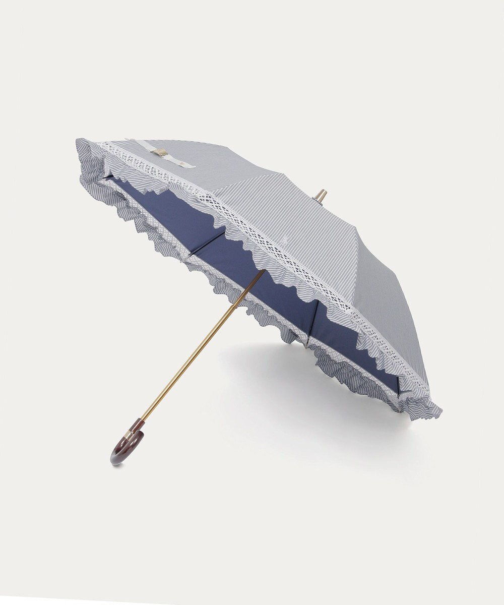 MOONBAT 【遮光/晴雨兼用日傘】POLO RALPH LAUREN(ポロ ラルフローレン) ストライプフリル 折りたたみ傘 楽折 遮熱 UV 