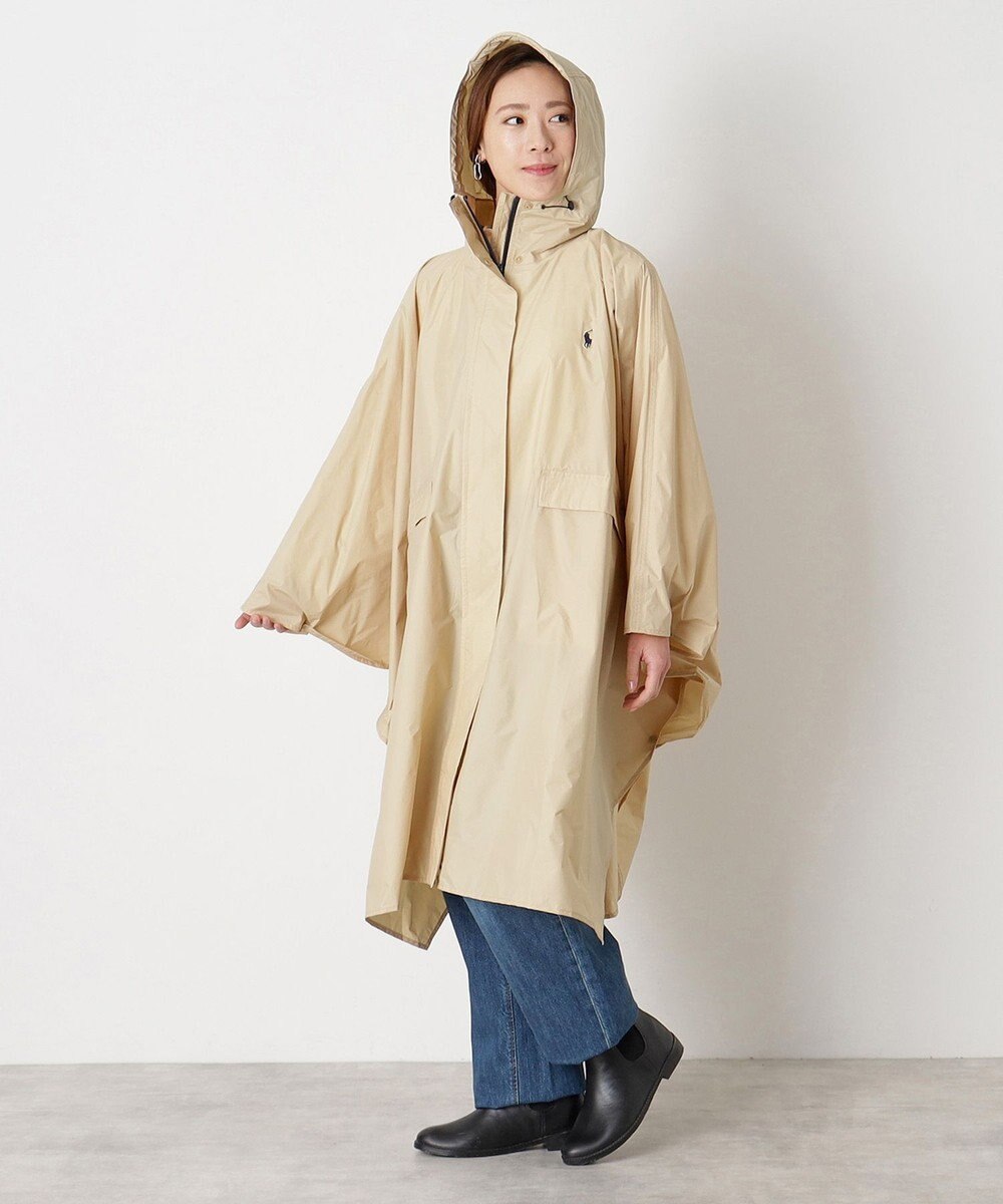 MOONBAT POLO RALPH LAUREN(ポロ ラルフローレン) ポロポニー ポケッタブル レインポンチョ レインコート 無地 フード 収納袋 ロゴ入 レディース 
