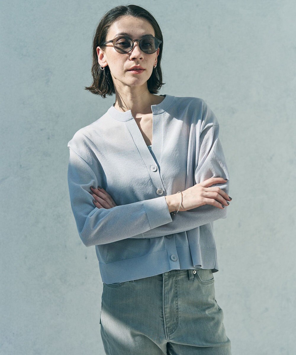 UNFILO シアーフォルムニット キーネックカーディガン 